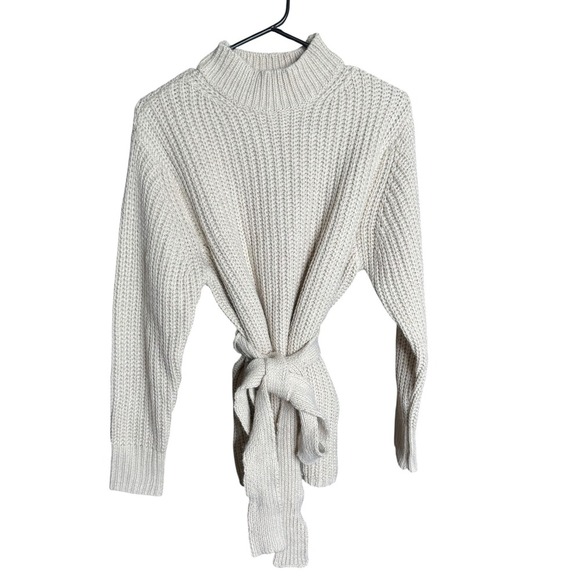 She + Sky Knit Belted Sweater Women's XS Oversized Warm Oatmeal Cream - Picture 1 of 5